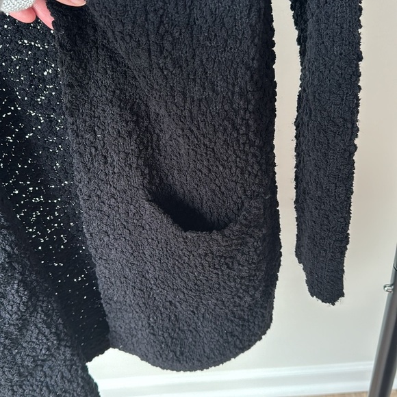 Bobeau Black Open Front Cardigan Pocket Popcorn Textured Cardigan Sweater XS - Picture 4 of 6